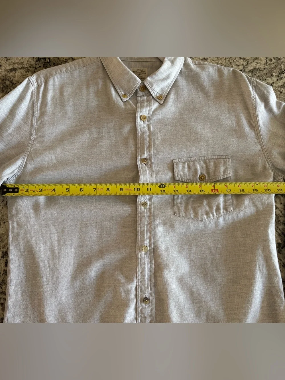 J. Crew Light Gray Casual Button-Down Shirt with Chest Pocket Men’s Size Large